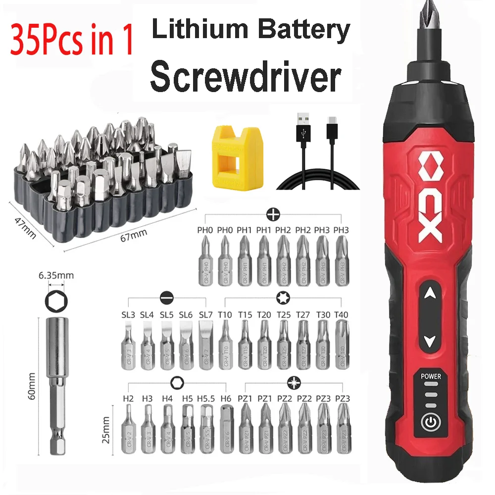 Cordless Electric Screwdriver, Rechargeable, 2000mAh Lithium Battery, Mini Drill, 4V Power Tools Set, Household Maintenance Re
