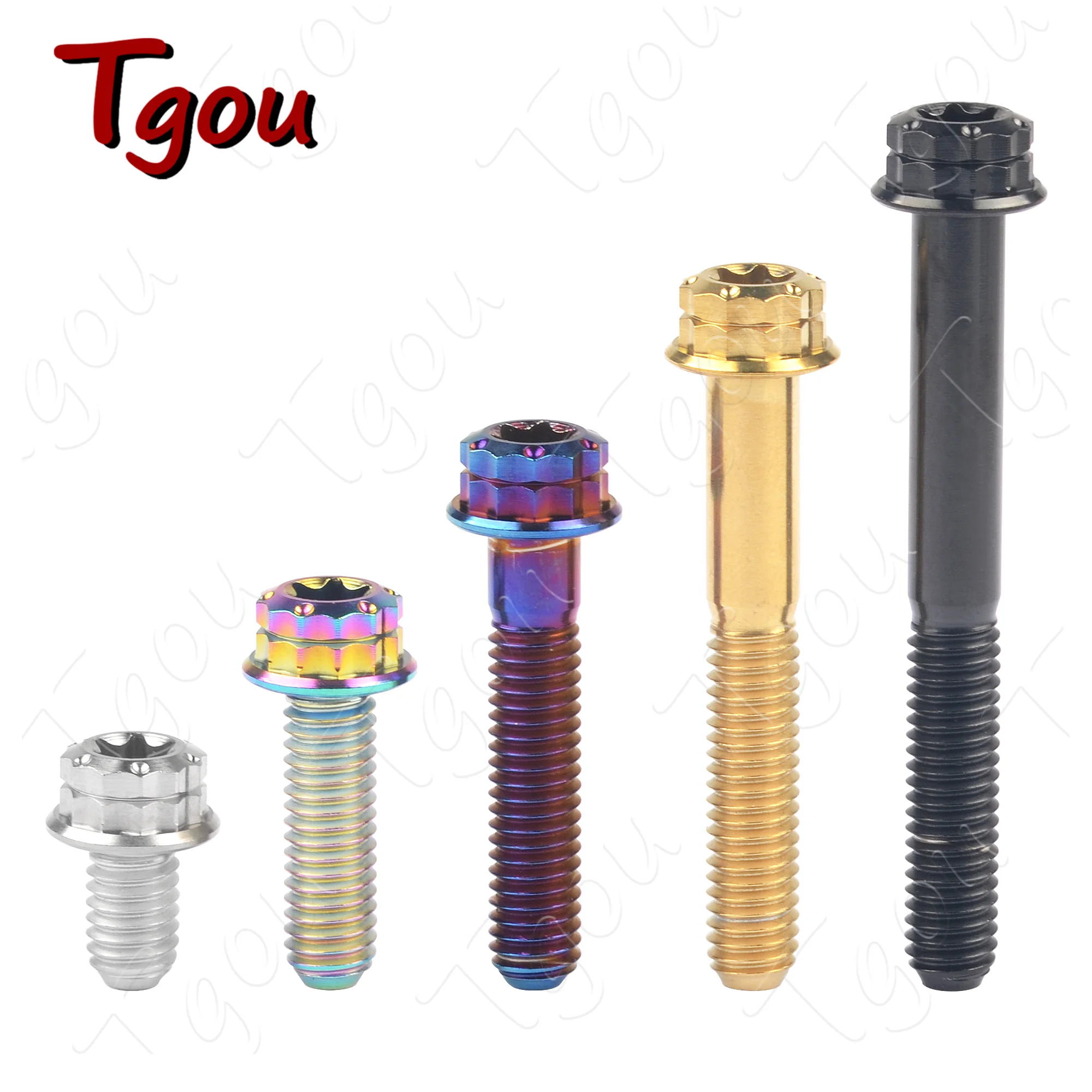 Tgou Titanium Bolt M6x10 15 20 25 30 35 40 45 50mm Torx T30 Flange 12 Points Head Screw for Bicycle Motorcycle Modification