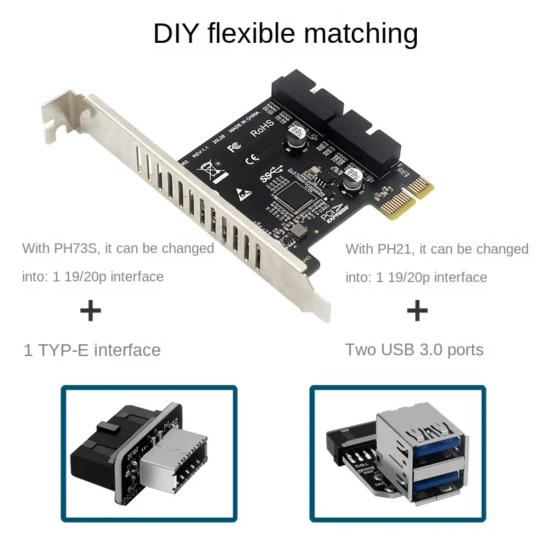 USB3 PCI Express Adapter PCI E To USB 3.0 Dual 19/20pin Converter Controller PCIe X1 USB Extended USB3.0 PCI-e Expansion Card