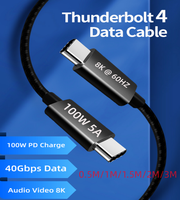 2M Thunderbolt 4 Cable 6.6FT 40Gbps USB4 Cable 100W Power and 8K Dual 4K Video Compatible Thunderbolt Monitor Docking Stations