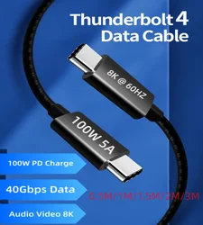 USB-IF Thunderbolt 4 Cable 2M Thunderbolt 40GB Data Transfer 100W Power Charging Compatible Thunderbolt 3 Apple Studio Display