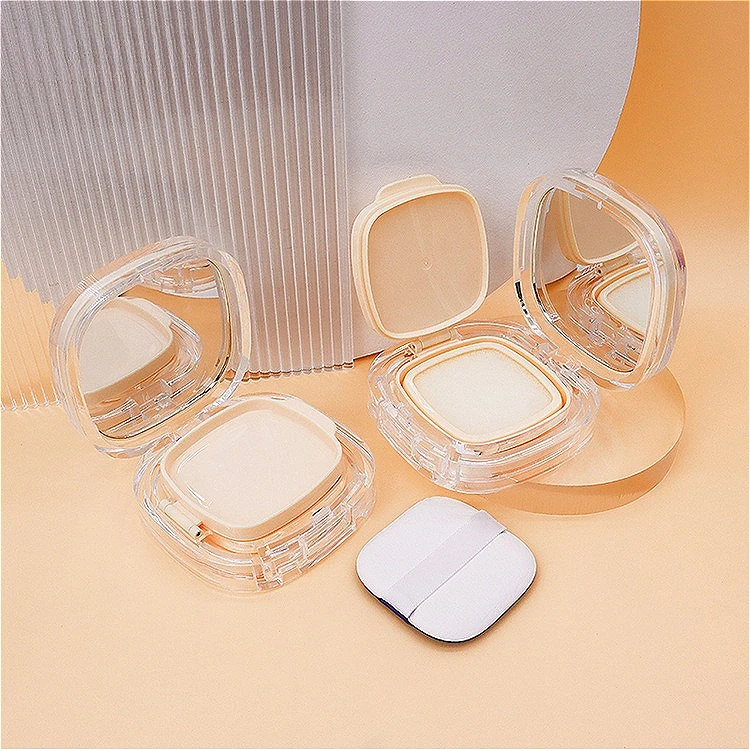 Custodia compatta con cuscino quadrato trasparente da 15 g con spugna e soffio, contenitore vuoto ricaricabile per crema BB e fondotinta