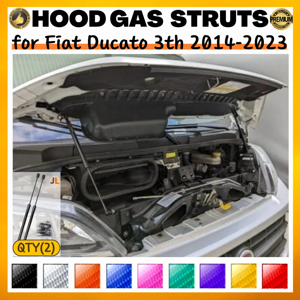 Qty(2) Hood Struts for Fiat Ducato for Peugeot Boxer 3th 2014-2023 Front Bonnet Modify Gas Springs Shock Absorber Lift Supports