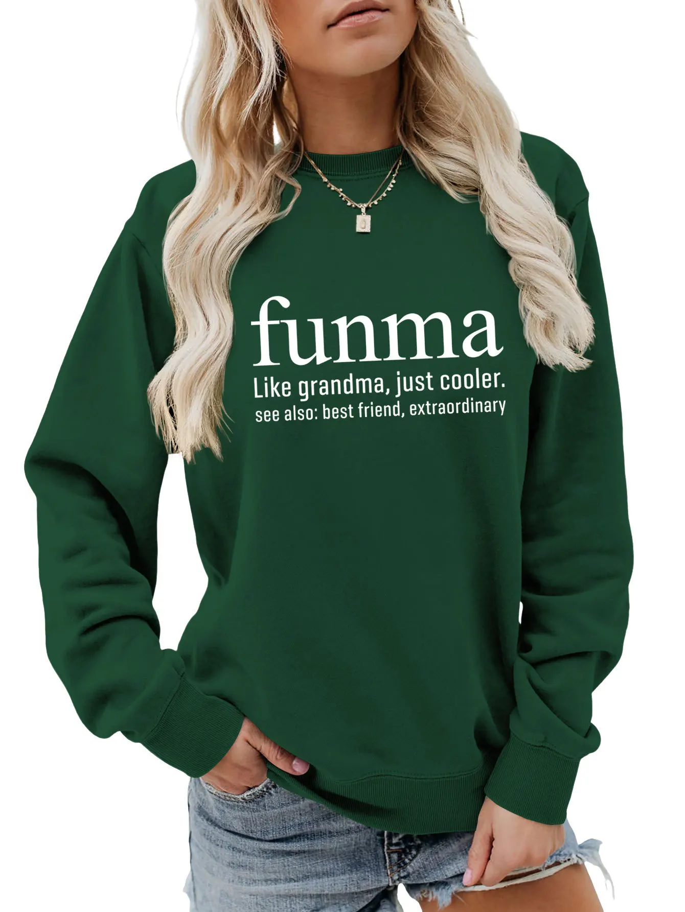 Sudadera holgada de manga larga con capucha para mujer, blusa informal de cuello redondo con estampado funma like grandma just cooler, otoño e invierno, novedad