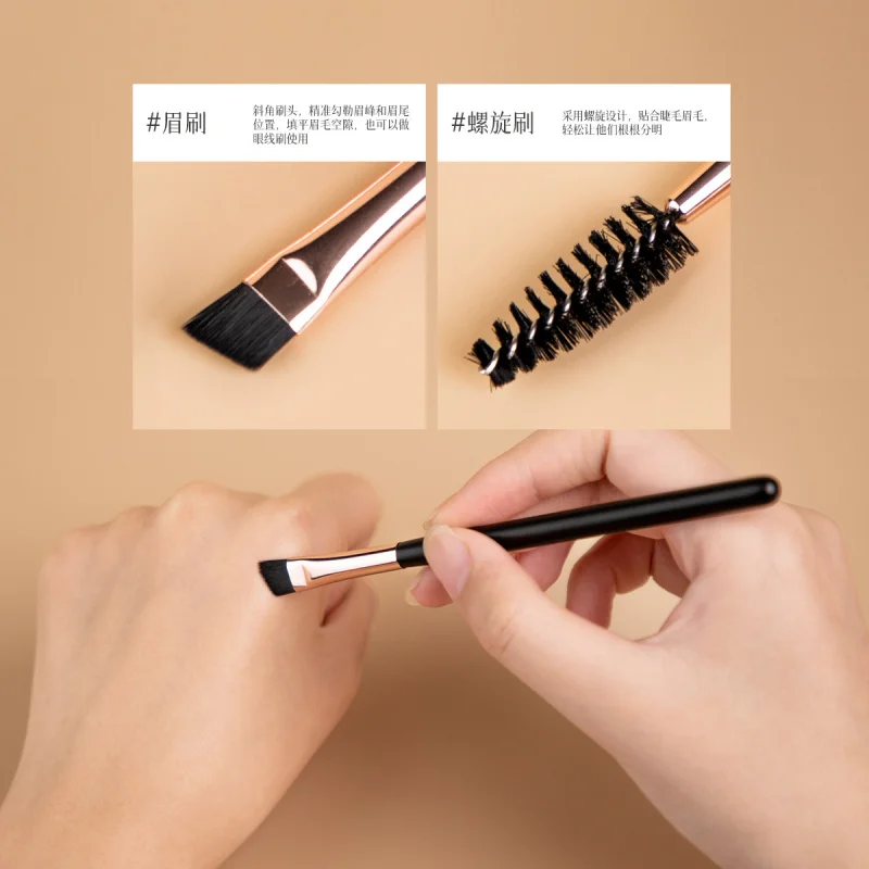 Einzelner Augenbrauenpinsel, der Augenbrauen fegt und die Wimpern kräuselt, abgewinkelter Augenbrauenpuderpinsel, Make-up-Pinsel, Schönheit auf Lager