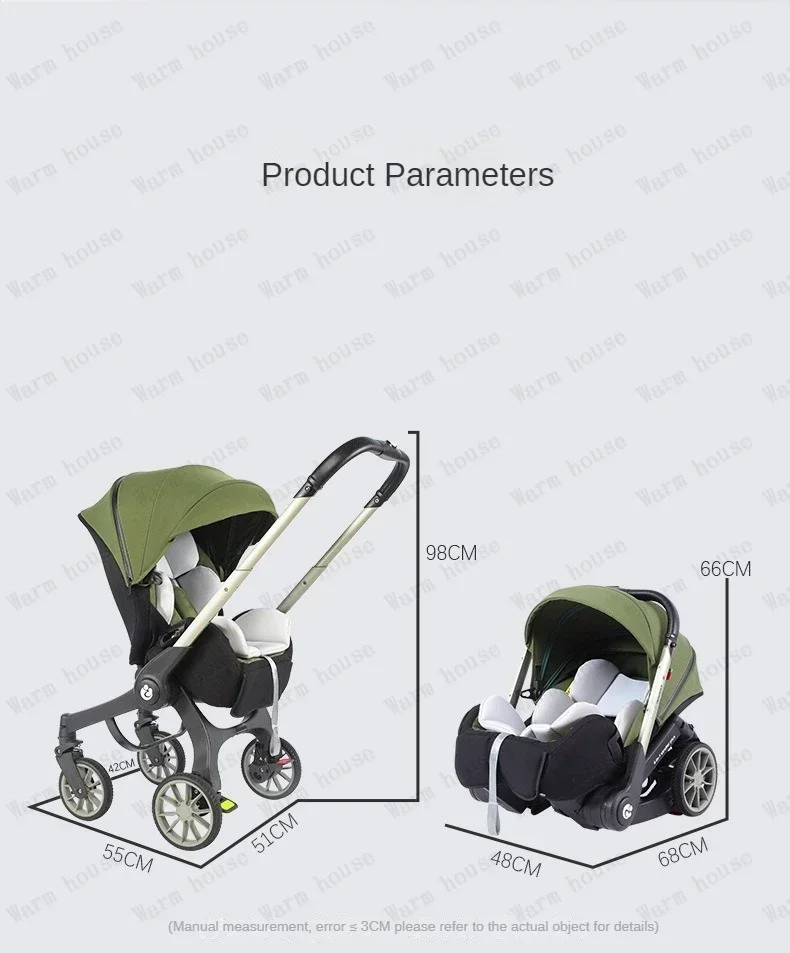 Kinderwagen 4 in1 multifunktion aler Neugeborenen Kinderwagen 3 in1 faltbarer Korb Typ leichter Kinderwagen – Detail 25