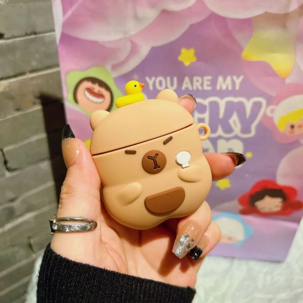 Casing Earphone Capybara Anime 3D, casing silikon kartun pelindung, aksesori Earphone untuk AirPods 1 2 3 Pro/Pro2