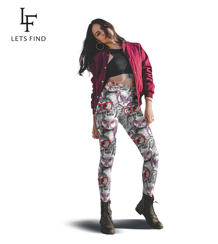 LETSFIND Women High Waist Elastic Fitness Pants New Cartoon Owl Printed Soft Stretch Leggings Hot Sale