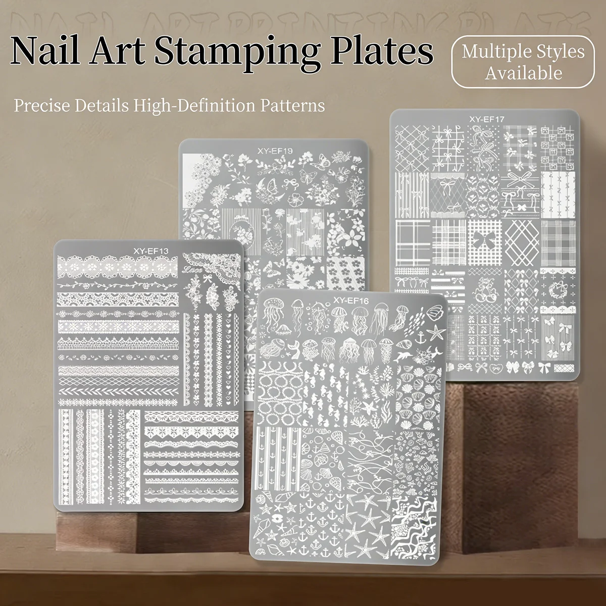 

1Pcs Nail Stamping Plates Multi-styles Nail Art Plate Stainless Steel Stripe/Bowknot/Flower/French Nail DIY Accessories