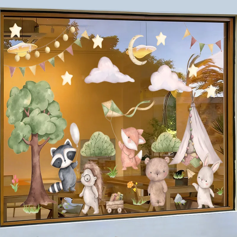 3pcs Animals Window Sticker,suitable for cabinet,glass doors,windows and wall decor,holiday decoration,freely DIY combinable