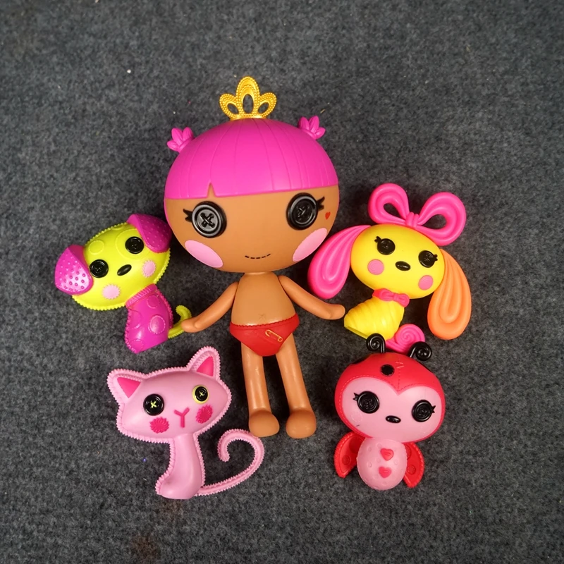 Lalaloopsy Button Doll Action Figures Cute Angel Girl Pets Cat Dog Model Kawaii Desktop Decoration Collectible Toys Kids Gifts