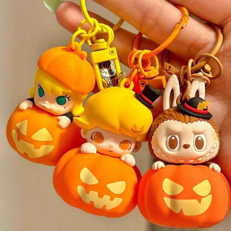 Kawaii Labubu Dimoo Molly Halloween Pendant Cute Canvas Bag Refrigerator Magnet Luminous Bag Keychain Xmas Girl Gift Doll Toy