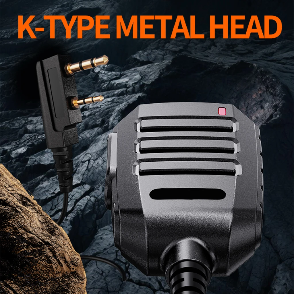 Altavoz de micrófono walkie talkie de mano profesional M6 con IP54 resistente al agua 360 °   Clip giratorio Botón PTT grande K-head