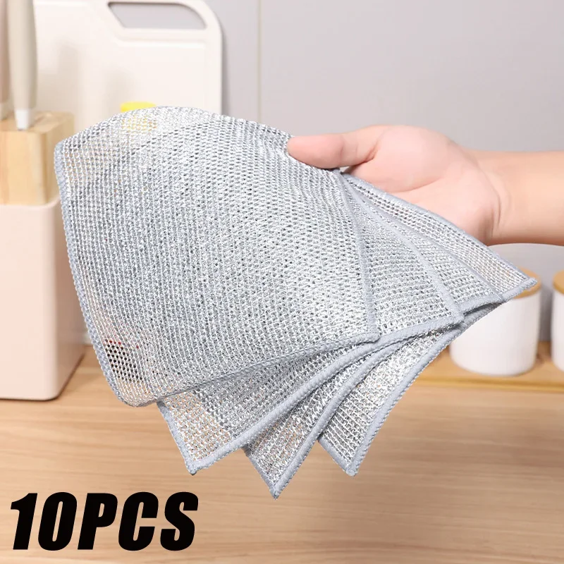 Steel Wire Dishwashing Cloth Kitchen Cleaning Cloth Non-stick Oil Dish Clean Towel Washing Rags Household Cleaning Accessories