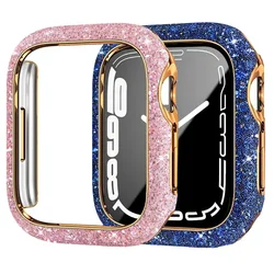 Diamond Cover for Apple Watch Case 45mm 41mm 44mm 40mm Bling Bumper Screen Protector for Apple Watch Series 9 8 7 4 5 6 Se