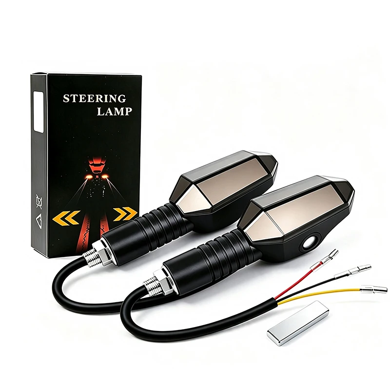 2x Motorcycle LED Turn Signal Lights Universal DRL Color Amber Flowing Blinker Indicator Flashing Tail Lamp Projection Lamp