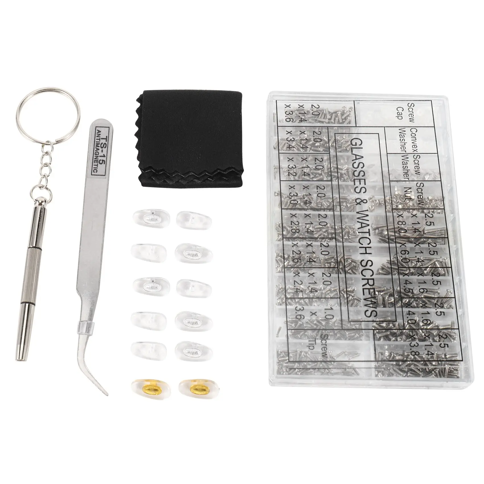 

ABKJ-Assorted Size Screws For Watch Clock Eye Glasses Optician Watchmaker Repair Part Tool