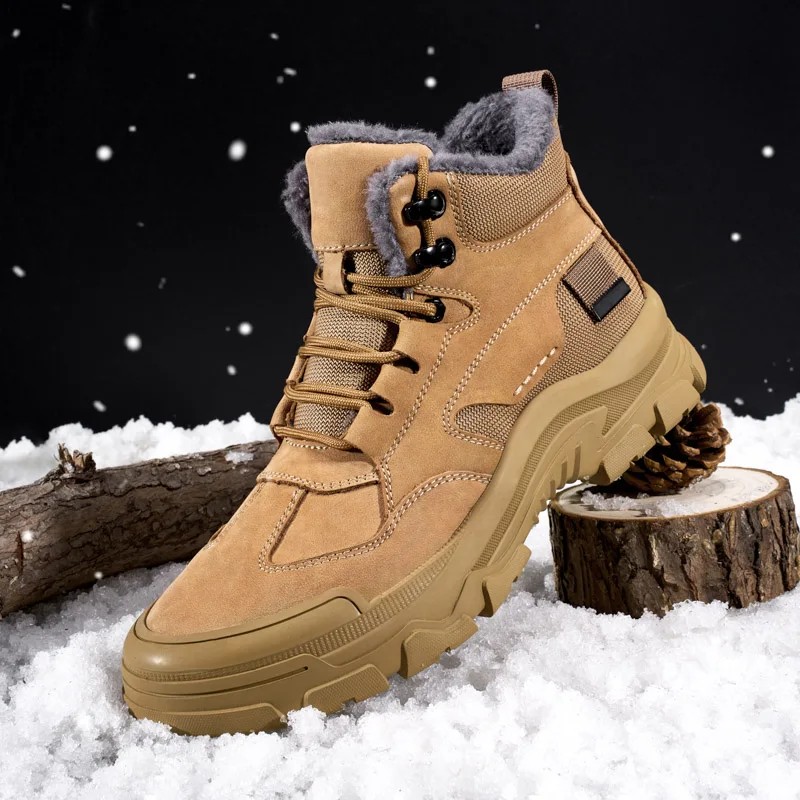 

Men's Winter Boots Warm Waterproof Non-Slip Plush Sneakers Shoes - Winter Slippers Male Tenis Boots