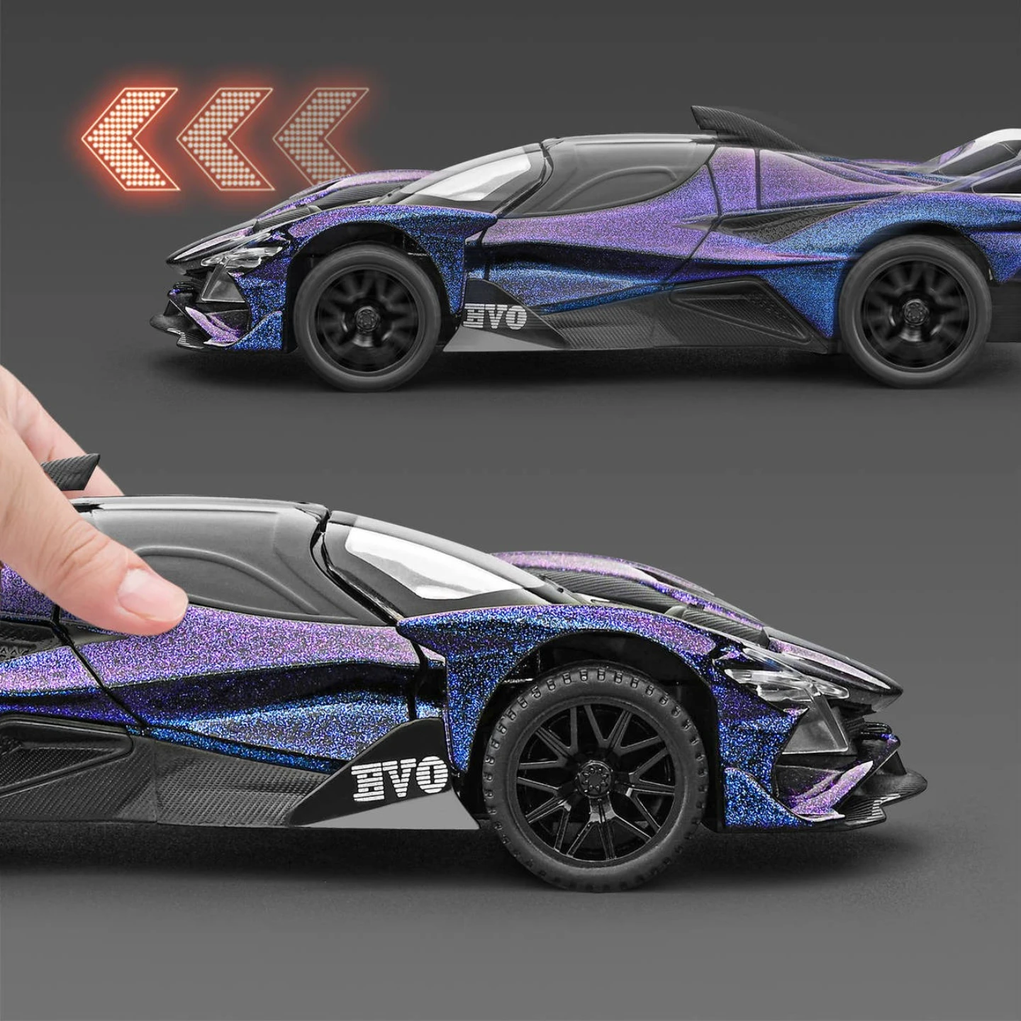 1:32 EVO Modello di auto sportiva in lega tirare indietro suono e luce giocattoli per ragazzi squisiti ornamenti decorativi idee creative