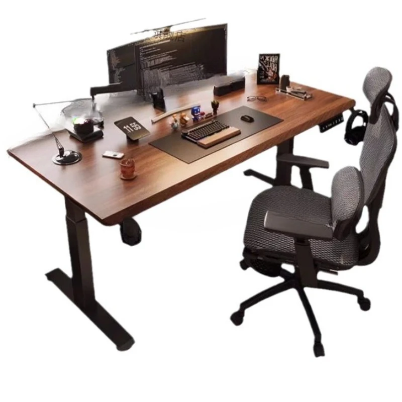 رفع كهربائي من الخشب الصلب، منضدة عمل ذكية، كمبيوتر مكتبي، طاولة رياضية إلكترونية للمنزل