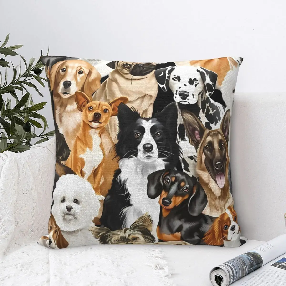 Kawaii Dog Pillow Cover Animal Pet Cushion Cover Graphic Pillow Case Fashion Pillowcases For Living Room Chair