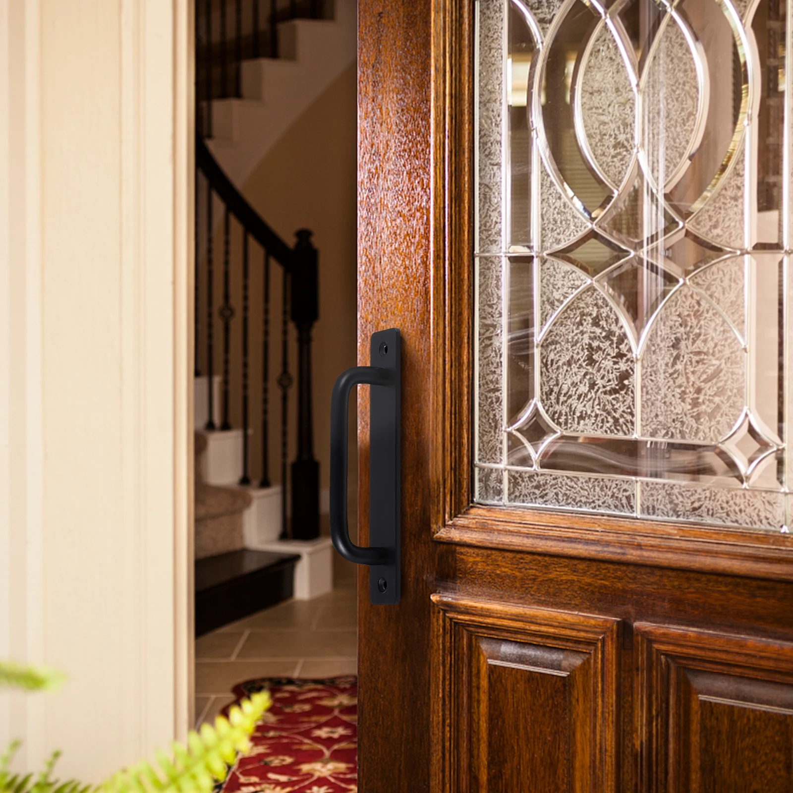 

Black Barn Pull Handle Solid Iron Powder Coated Sliding Door Hardware For Closet Pantry Cabinet Furniture Handle