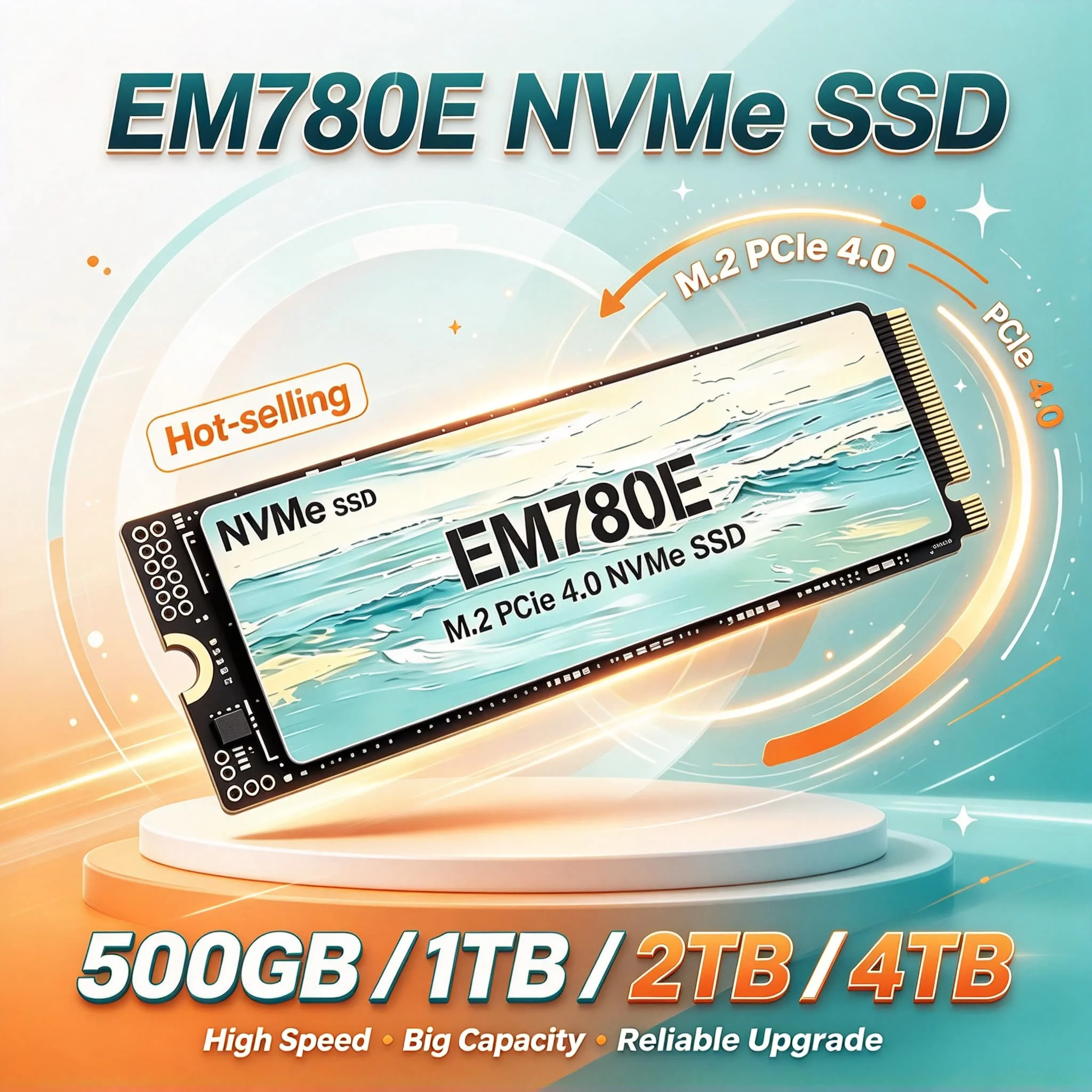 EM780E PCIe 4.0 NVMe SSD M.2 Internal Drive 500GB 1TB 2TB 4TB Boost Your Gaming Storage for PS5 Desktop Laptop PC Max Plus