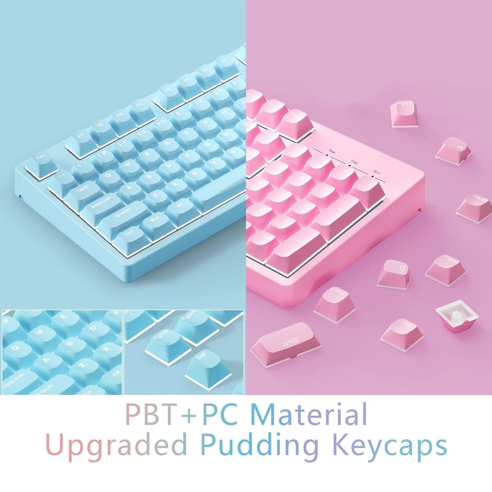 Horizon Pudding Keycaps Set, OEM Spherical Profile, PBT Double Shot, Translucent for ANSI Layout 60/65/68/75/87/98/104 keyboard