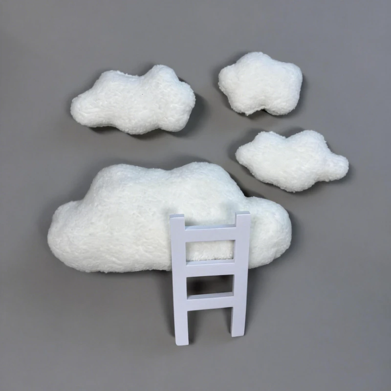 5Pcs Newborn Photography Props Set White Cloud Mini Ladder Baby Posing Furniture Studio Photo Shoot Background Props view 3