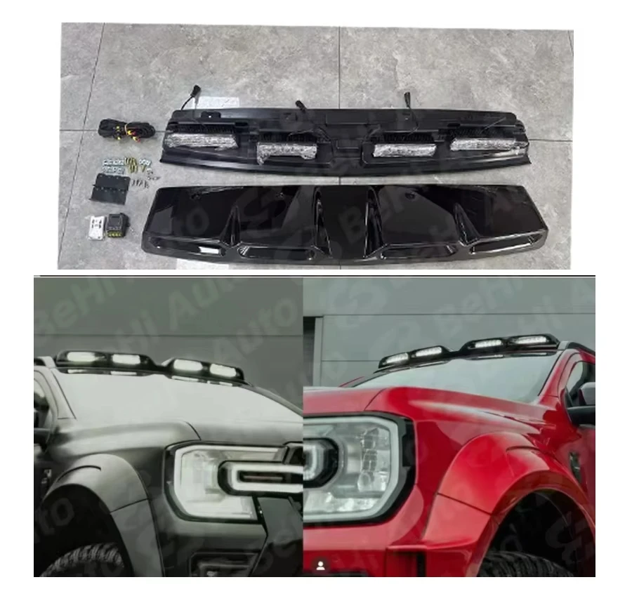 Auto Accessories Modification Spare Parts 4 Led Front Top Roof Spoiler Light Roof Light bar Exterior for Ranger T9 Body Kit