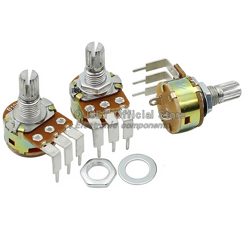 5 قطعة 3 دبوس منحني دبوس الجهد مع التبديل WH148 B500K B10K B50K 5K B100K أوم باهتة التبديل الجهد عرقوب طول 15 مللي متر