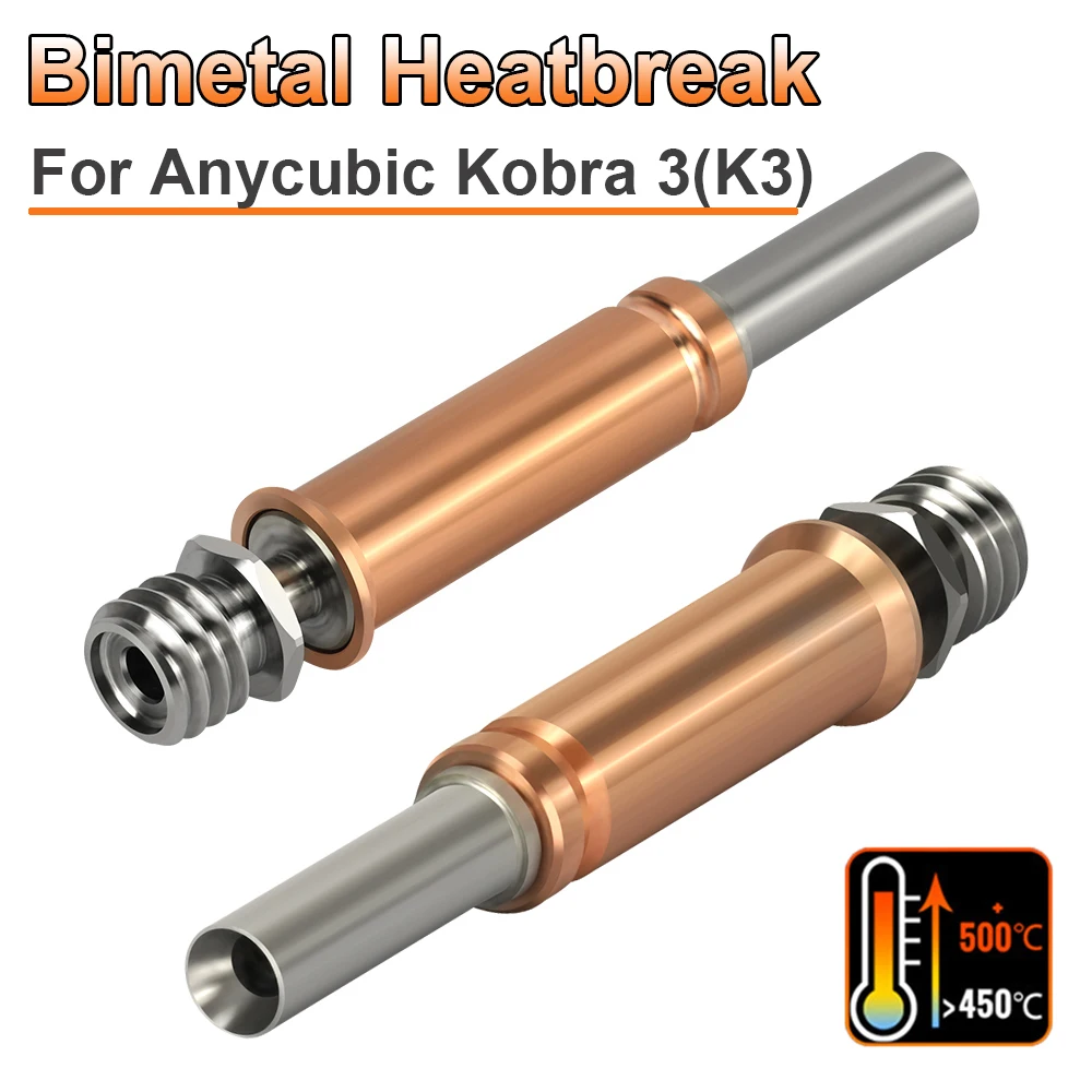 1/2pcs Bimetal Heatbreak For Anycubic Kobra 3 Hotend Throat Titanium alloy Copper Bi-Metal Throats For Anycubic K3 Kobra 3 Combo