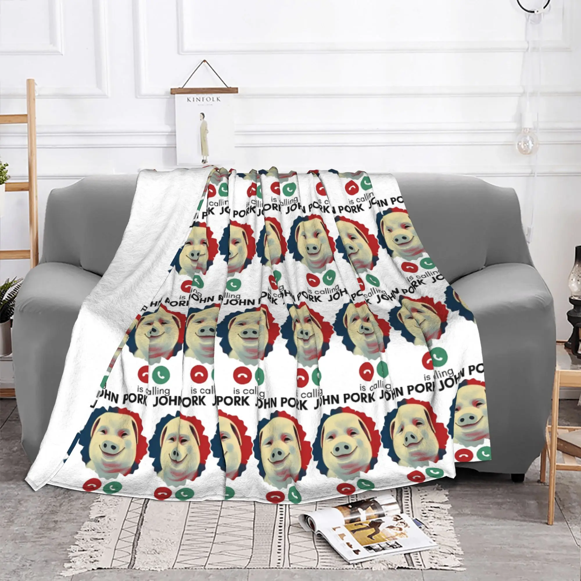 1PC home Cutecore Calling  Meme John Pork Blanket Super Cosy Plush Home Living Room Sofa halloween