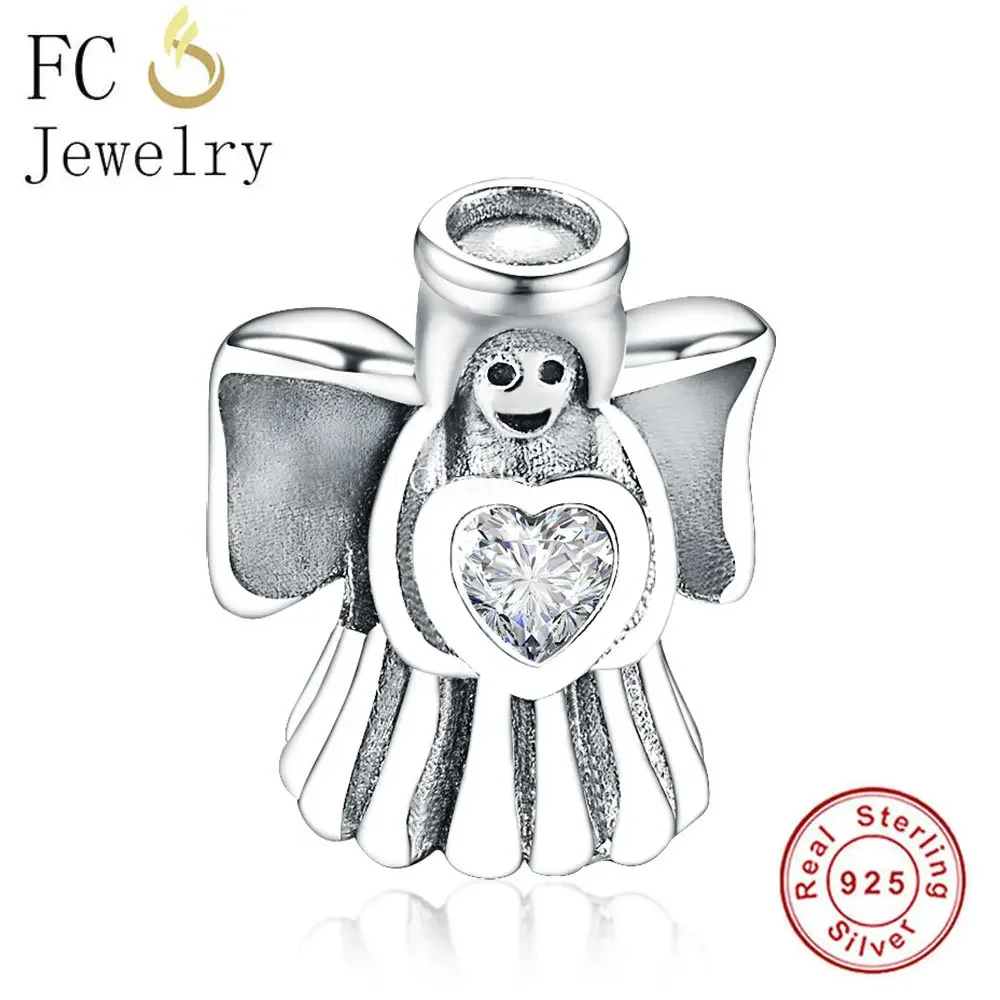 FC Jewelry Fit Original Pan Charms Bracelet 925 Sterling Silver Guardian Angel Mix Cubic Zirconia Beads DIY Berloque Gifts 2024