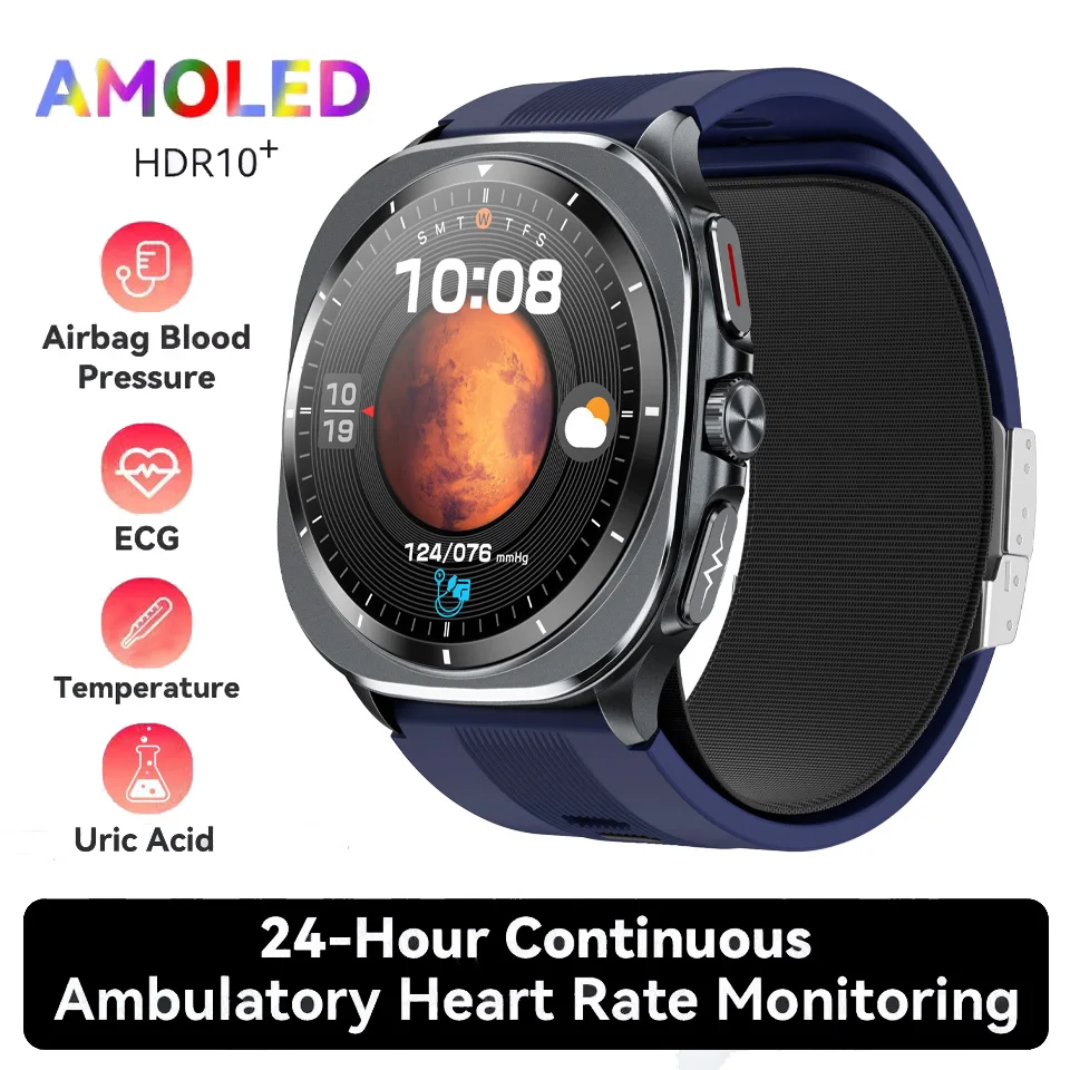 

2025 New Airbag Air Pump Smart Watch Men True Blood Pressure Uric Acid Blood Lipids Health Smartwatch Bluetooth Call For Xiaomi