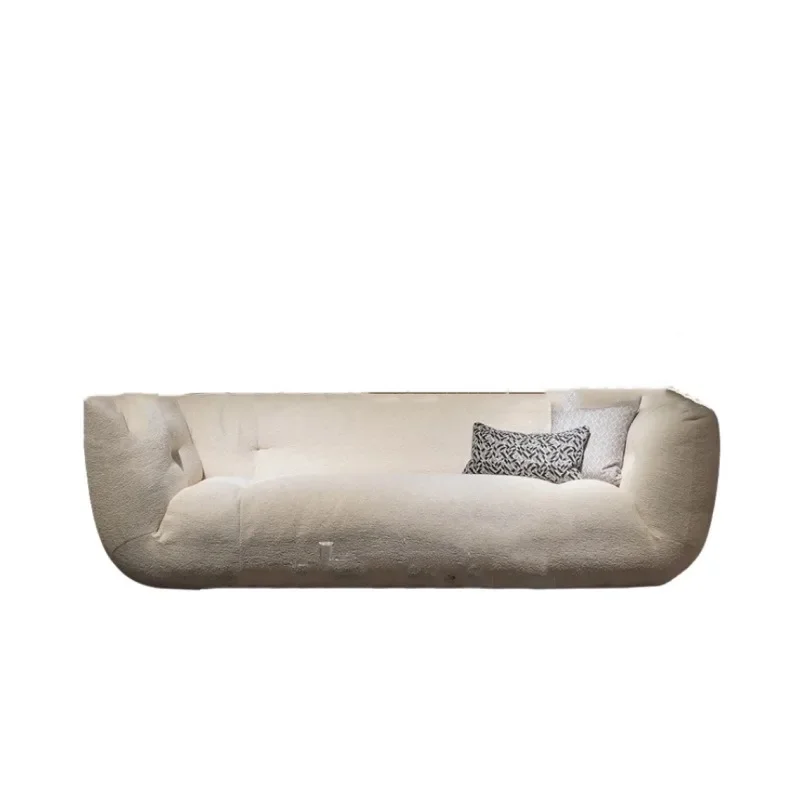 

Simple Cream Style Three-person Designer Wabi Sabi Wind Living Room Apartment Homestay Bread Block Cloud Sofa