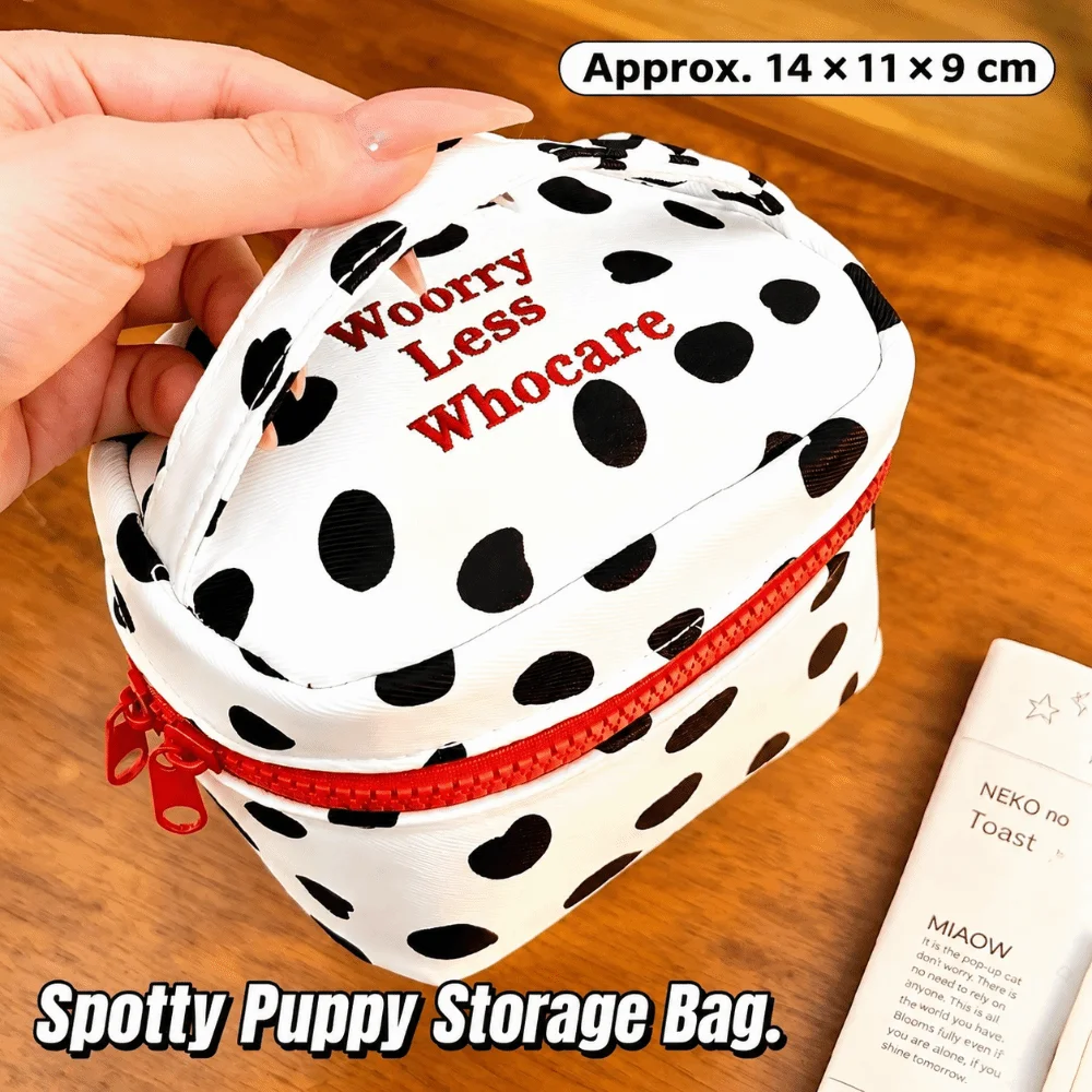 Portable Polka Dot Makeup Bag Handheld Zipper Design Zipper Organizer Storage Case Women Girls
