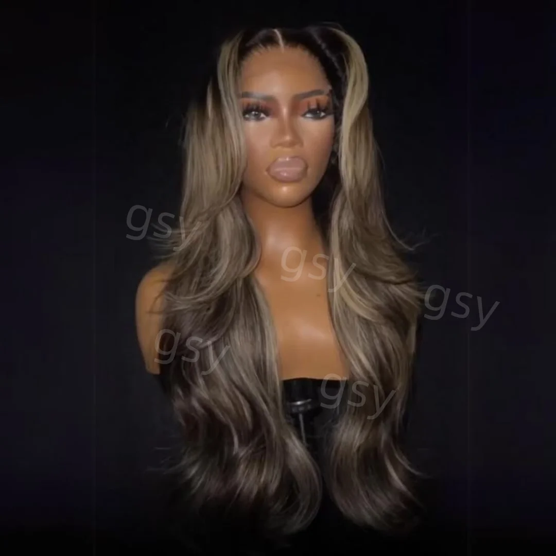 

Long Body Wave 5x5 Silk Base Highlight Brown Glueless Jewish Human Hair Wig Baby Hair HD Lace European Hair Preplucked
