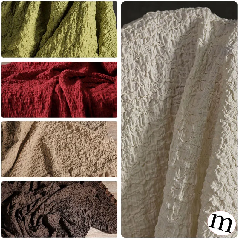 1Yard Pleated Fabric Breathable Elastic Knitted Clothing Designer for Sew Cotton Linen Material Apparel Sewing Fabrics Cloth