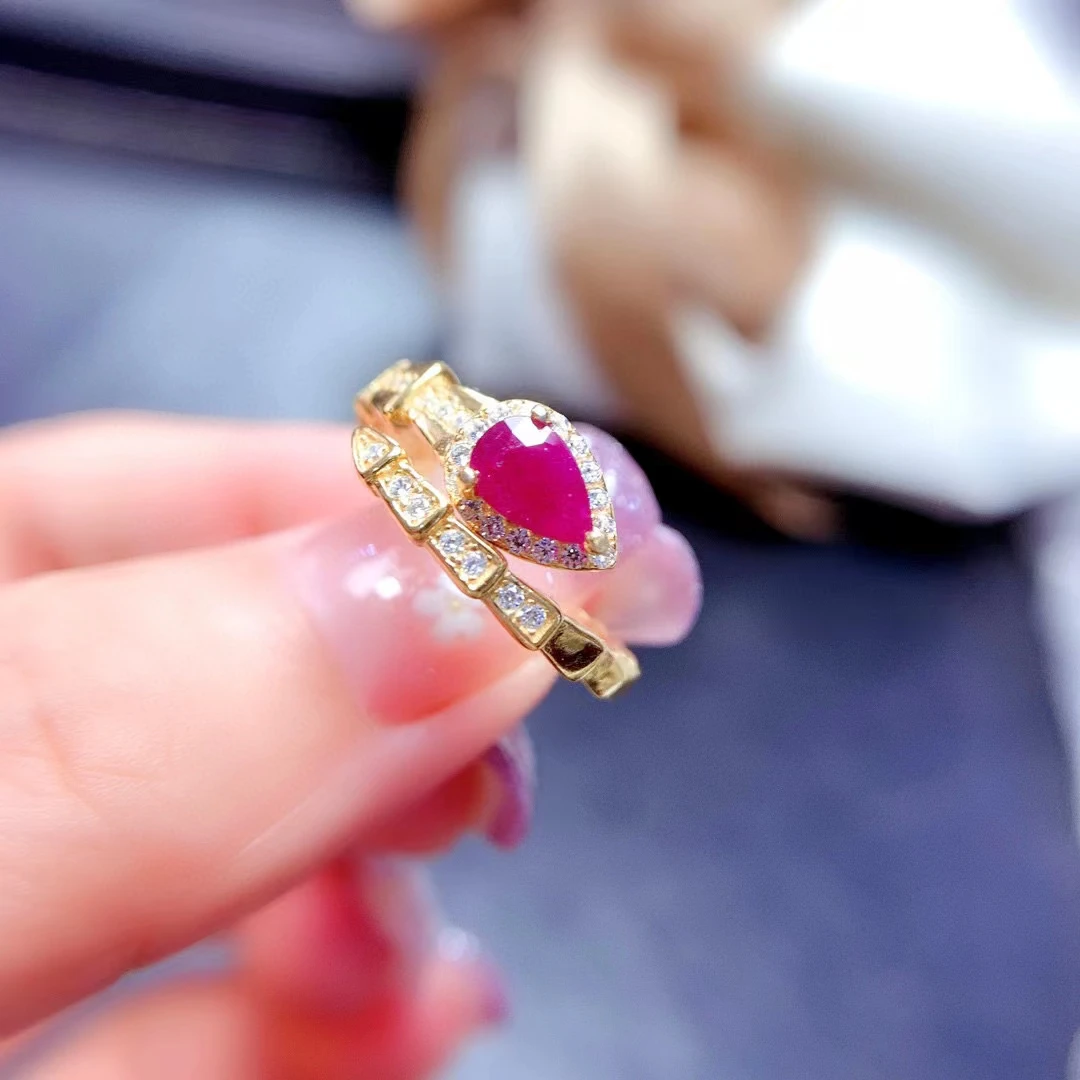 

2023 Snakel Style Ruby/Diopside/Tanzanite Ring for Women Jewelry S925 Silver Natural Gemstone Lady Gift Birthstone Adjustable