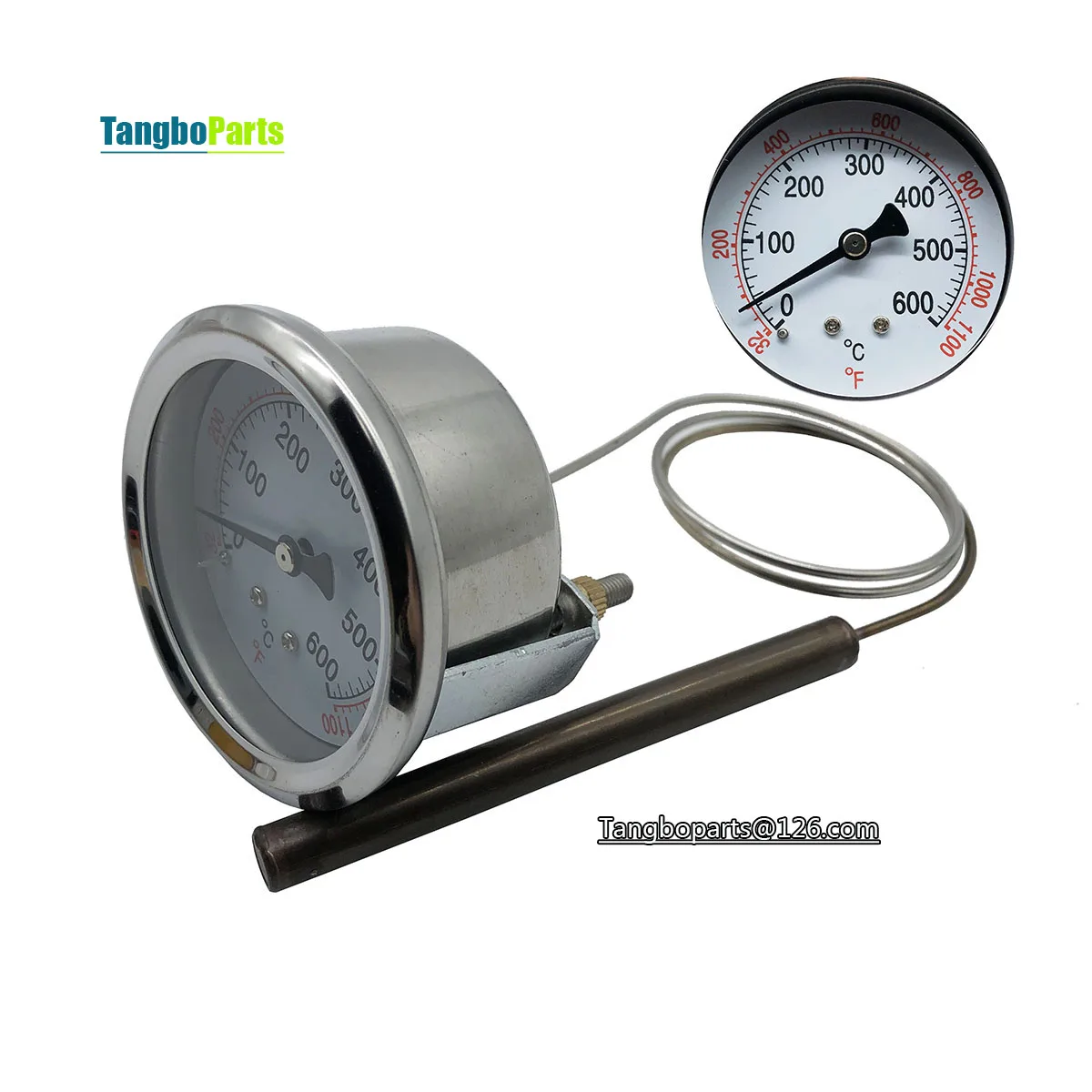 Pizza Oven Accessories High Temperature Circular 0-600 Degrees Thermometer 0ยฐ-600ยฐ Temperature Gauge With Probe