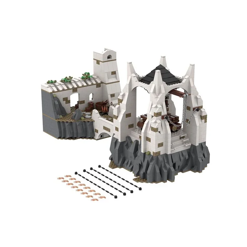 Moc Building Block DIY Assembly Street View Toy Castle Bricks Magical Rings Movie Scene Lighting Of The Beacons Model Child Gift