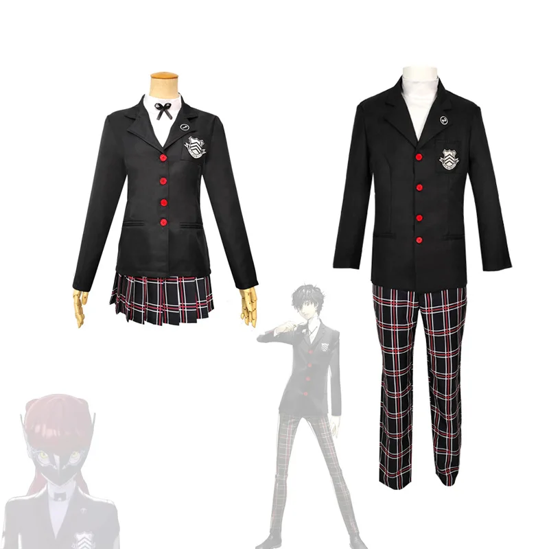 Game Persona 5 Amamiya Ren Kasumi Yoshizawa Cosplay Men Women School Uniform Unisex Halloween Costume Party Black Uniform Set