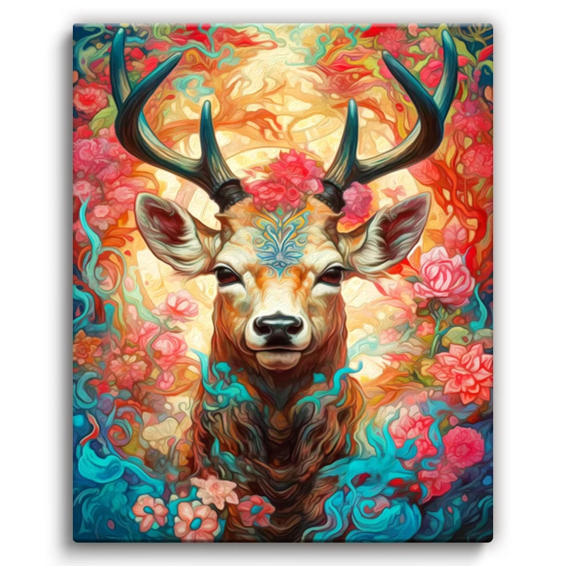 

SDOYUNO Painting Paints By Numbers Picture Animal Elk Flower Handicraft Handiwork Art Watercolor Paint Kit Home Decoration