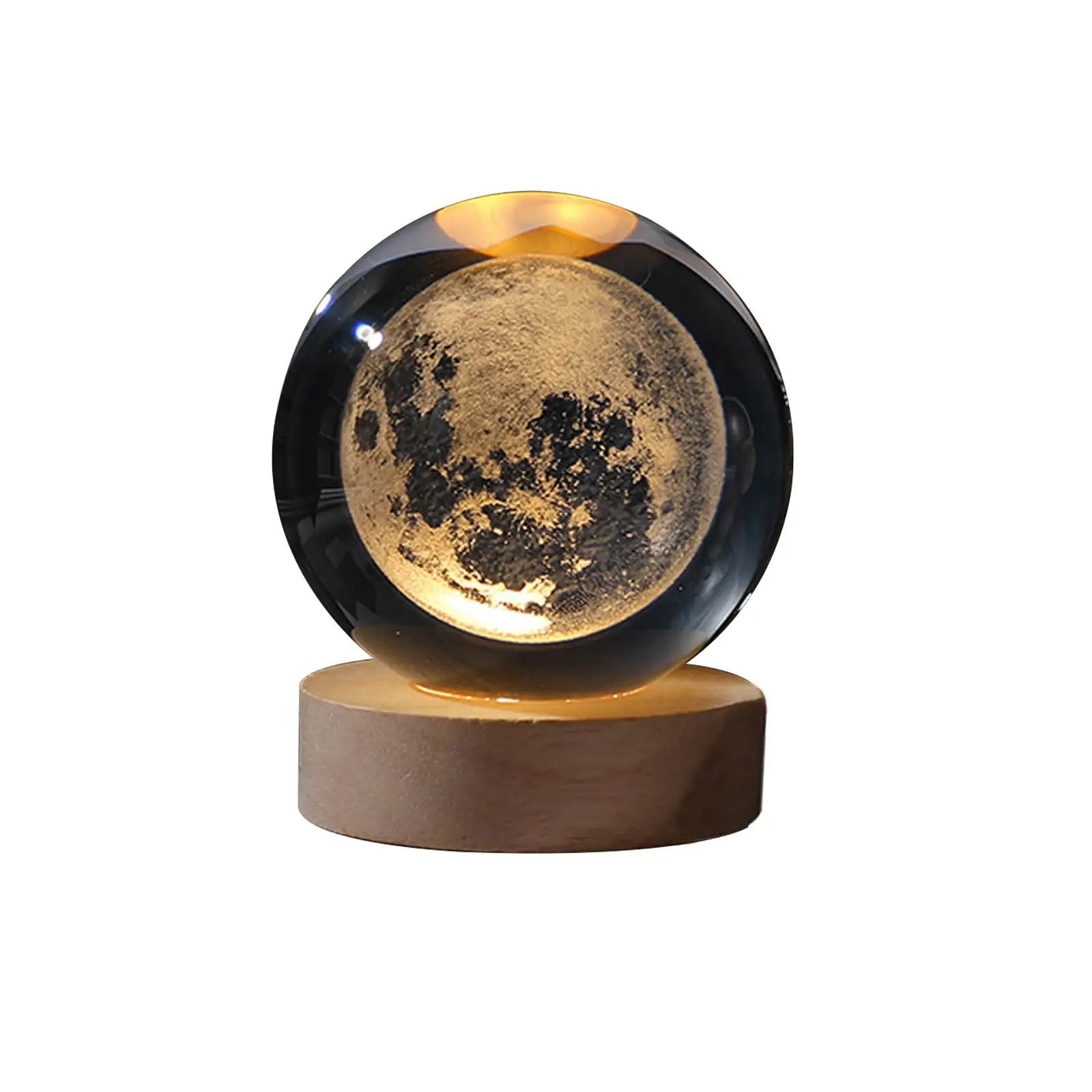 Luz de noche Led Usb, lámpara de mesa de bola de cristal 3d, Planeta, Luna, dormitorio, decoración del hogar, fiesta de niños, cumpleaños, B7p5