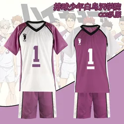 Anime Haikyuu Cosplay Costume, Shiratorizawa High School, Sportedly Volleyball Club Jersey Uniform, Tendou Satori T-Shirt, Full Set