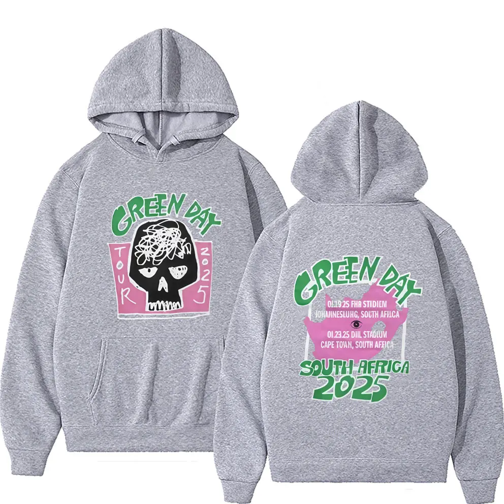 Punk Band Green Day Tour 2025 Hoodie Men Women Skeleton Oversized Rock Hooded Tracksuit Male High Quality Fleece Cotton Hoodies