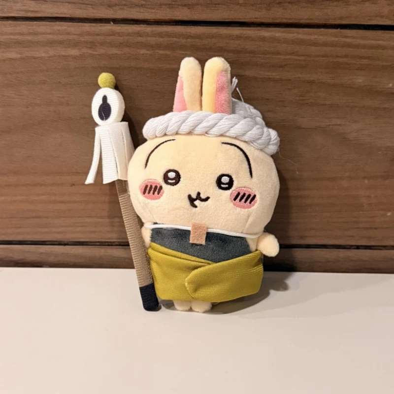 Japanese Style Samurai Chiikawa Plush Keychain Kawaii Cartoon Usagi Hachiware Momonga Shisa Kurimanju Soft Pendant Bag Charm