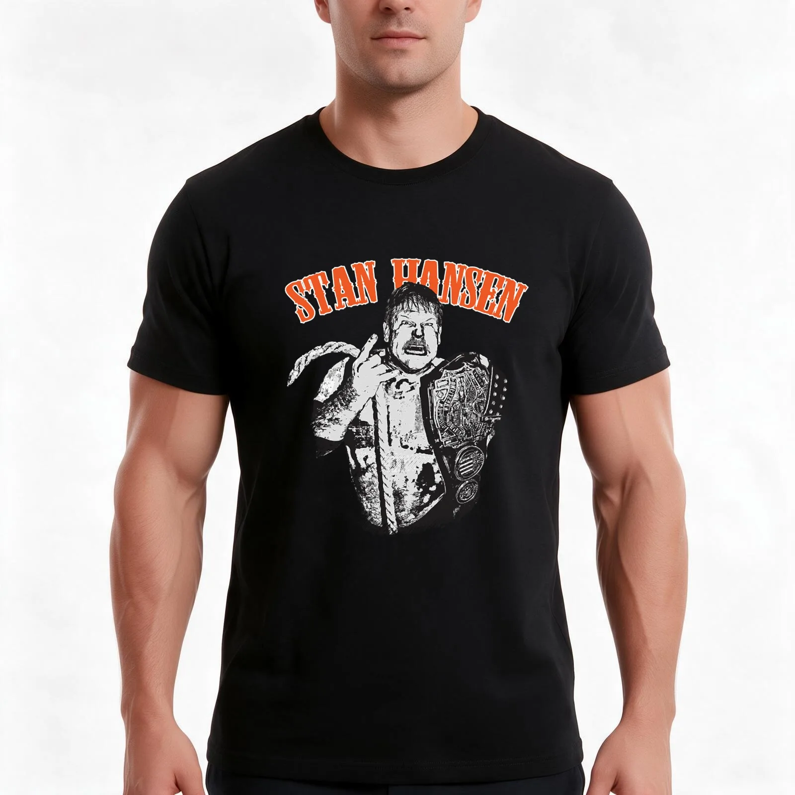 STAN HANSEN T-Shirt, Summer Casual Cotton Tee, Oversized Streetwear Tops, Vintage Graphic Print, Loose Fit Short Sleeve