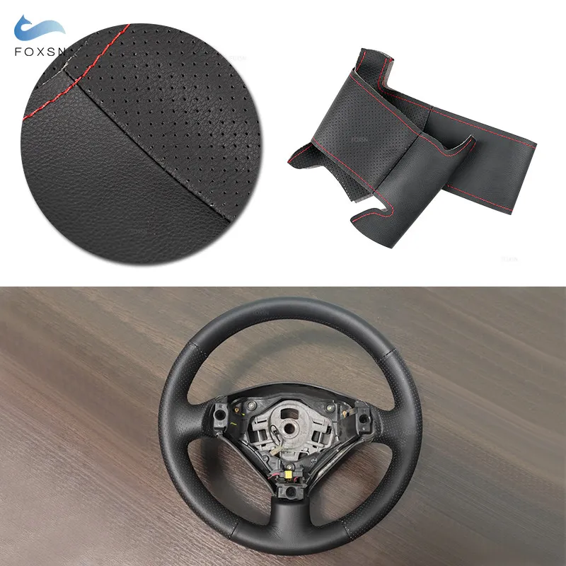 Steering Wheel Cover For Peugeot 207 Expert Partner Citroen Berlingo Jumpy Hand-Sew Perforated Leather Steering Wheel Cover Trim